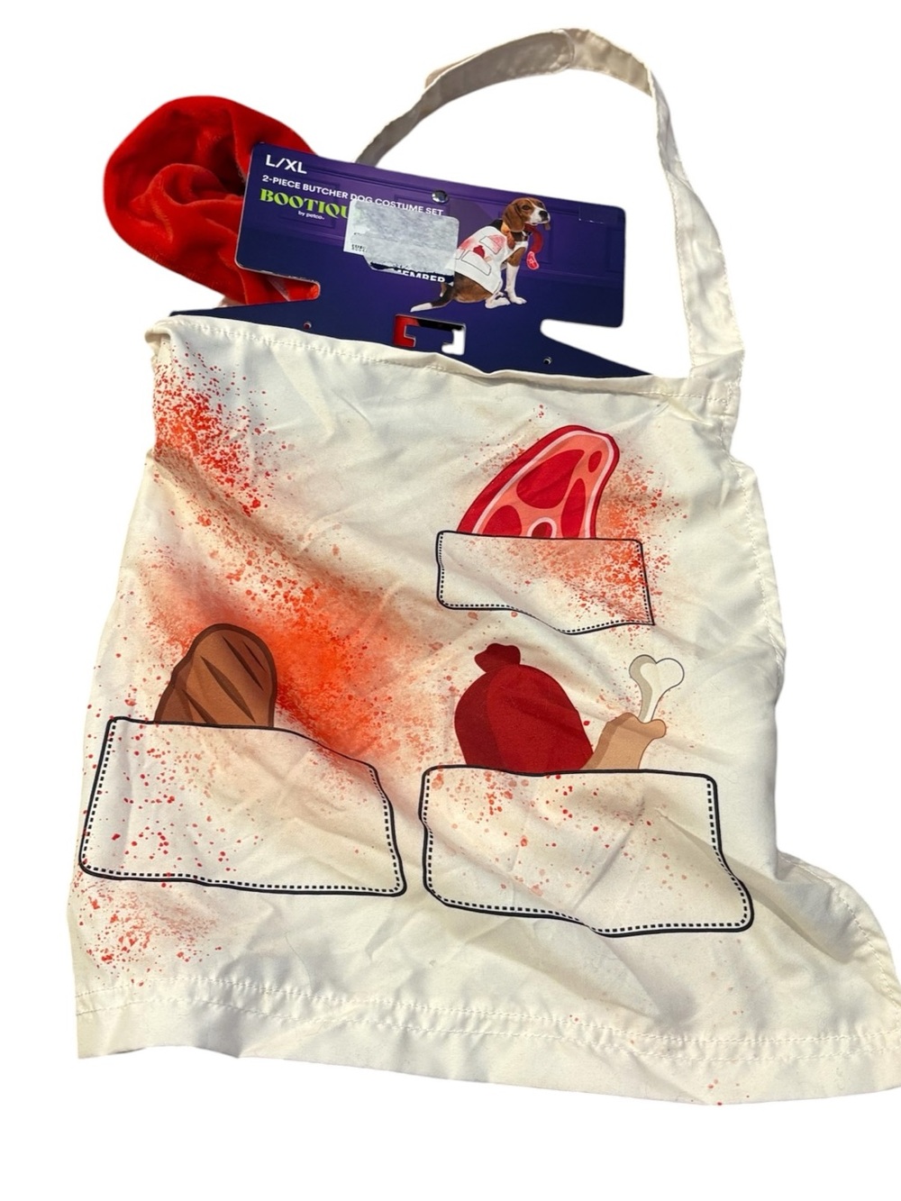 BOOTIQUE BY PETCO 2-Piece Butcher Dog Halloween Costume Set White Red Large/XL